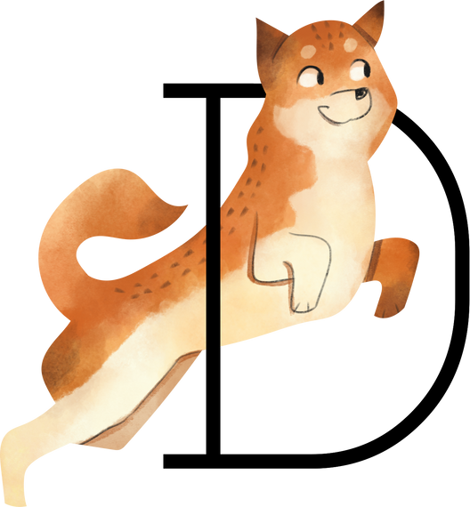 Watercolor Fox Letter D